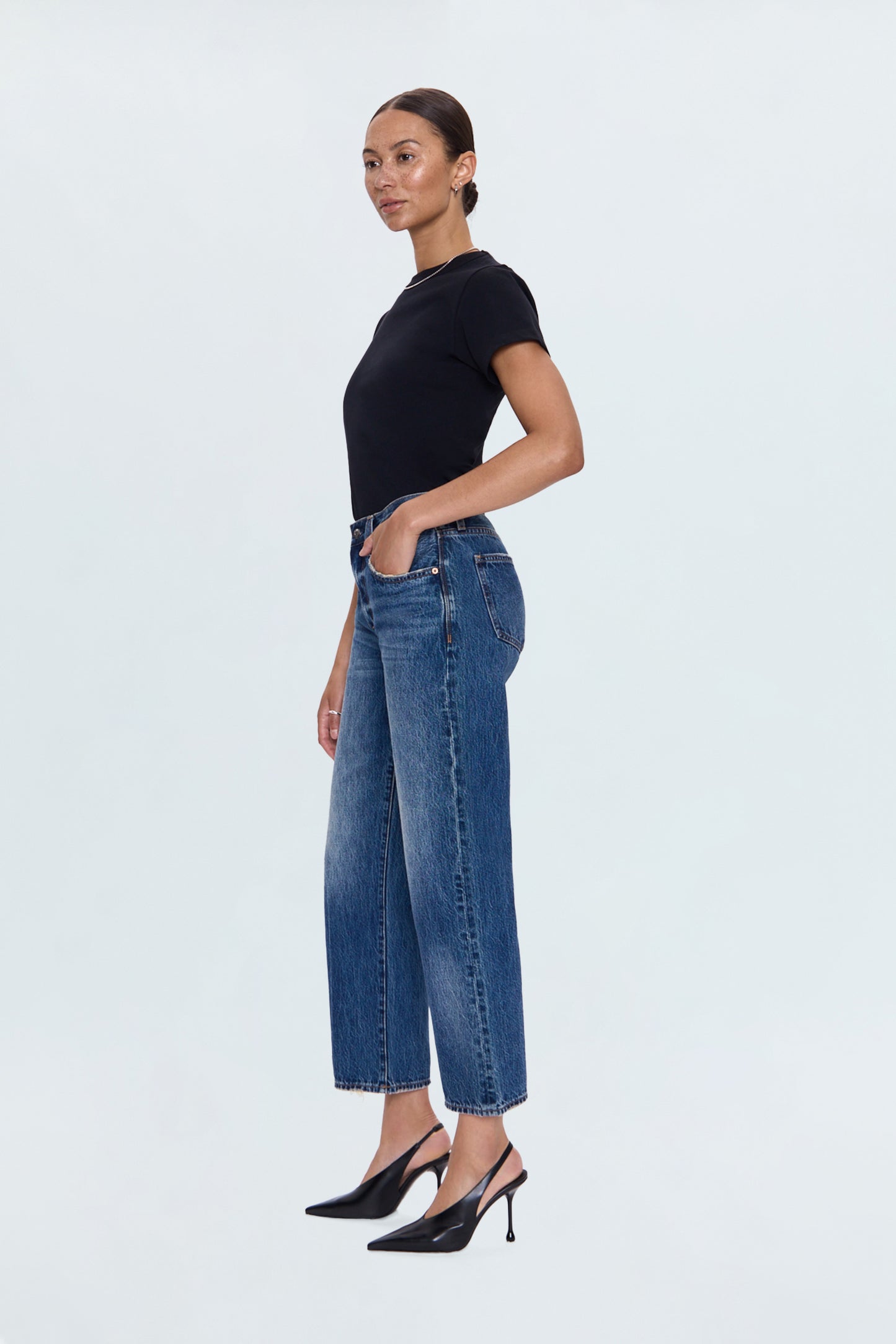PETITE Lexi Mid Rise Bowed Straight Jean - Artisan