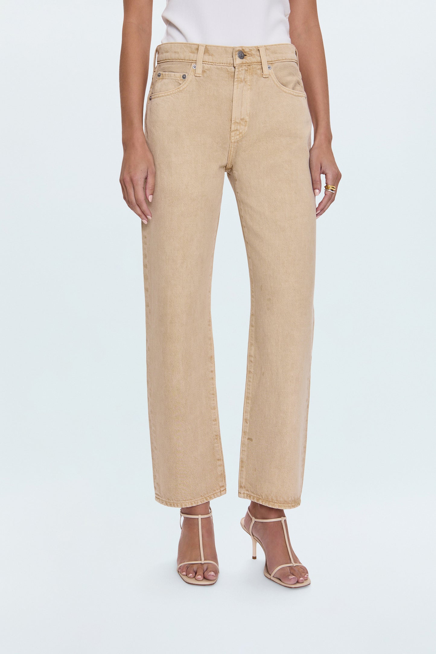 Lexi Mid Rise Bowed Straight Jean - Sand Dollar