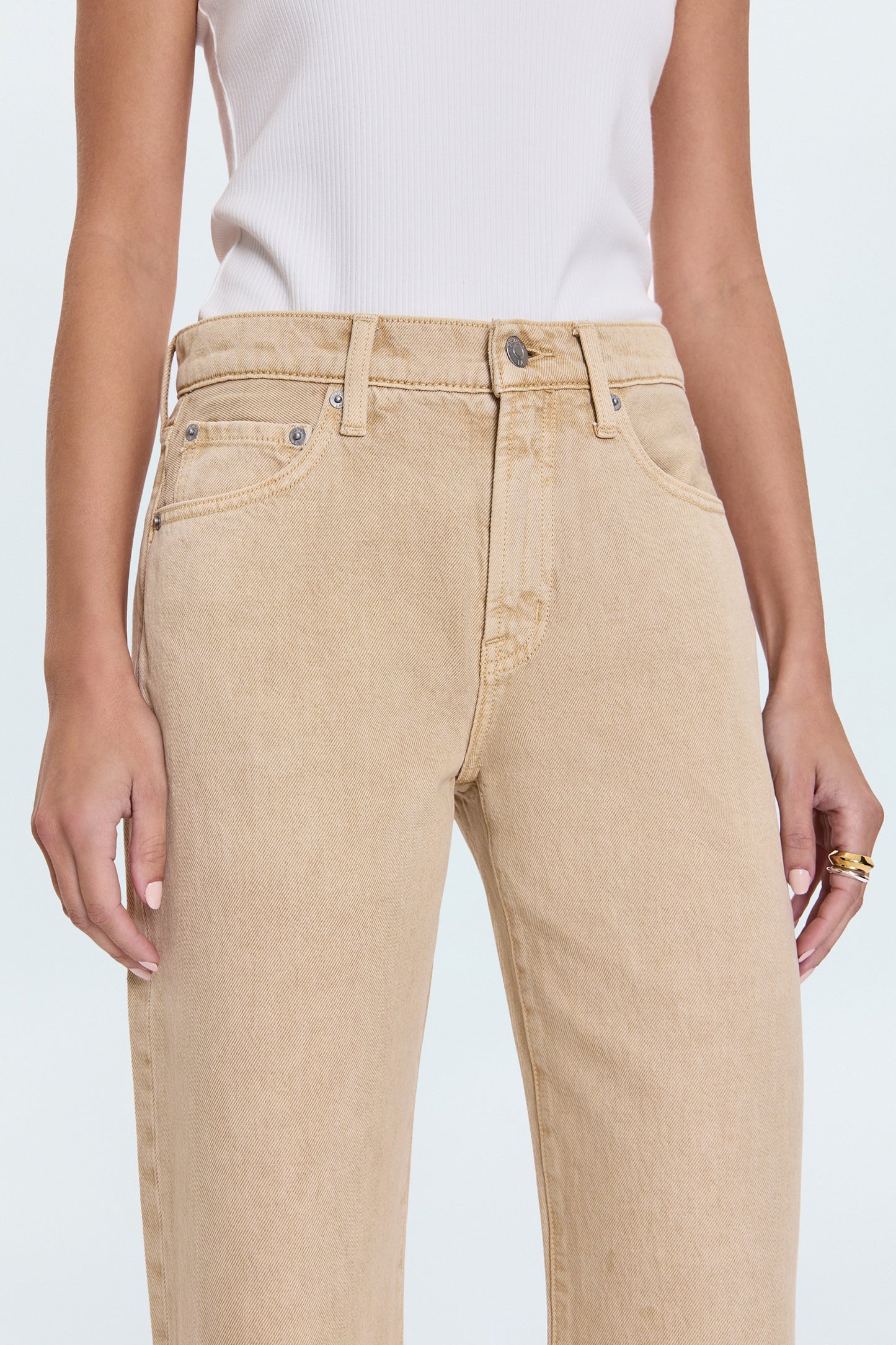 Lexi Mid Rise Bowed Straight Jean - Sand Dollar