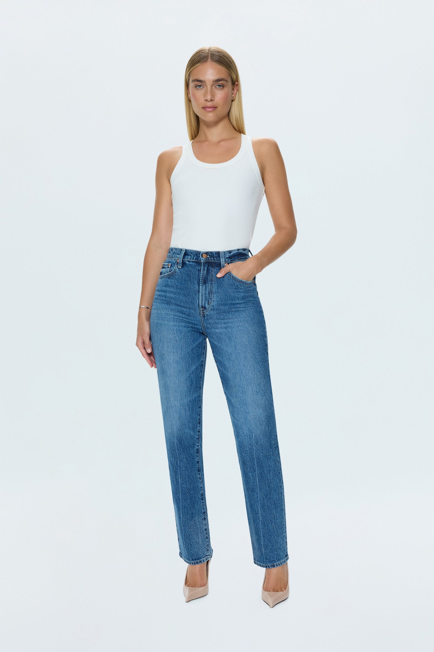 Cassie Super High Rise Straight Jean - Palladium