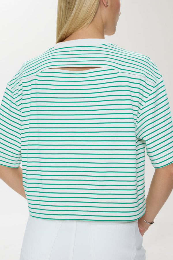 Mae Cropped Tee - Vert Stripe