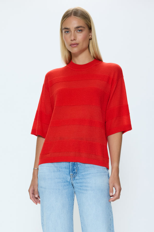 Tarra Featherweight Sweater Tee - Maraschino