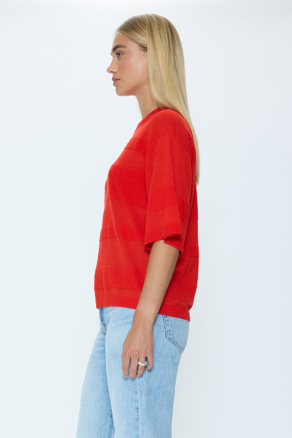 Tarra Featherweight Sweater Tee - Maraschino
