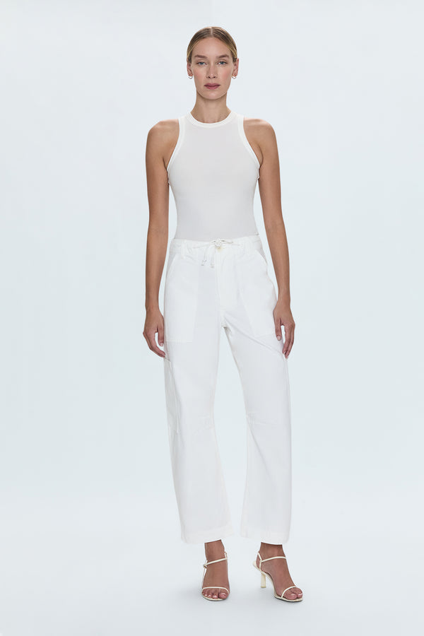 Sabrina Curved Utility Pants - White