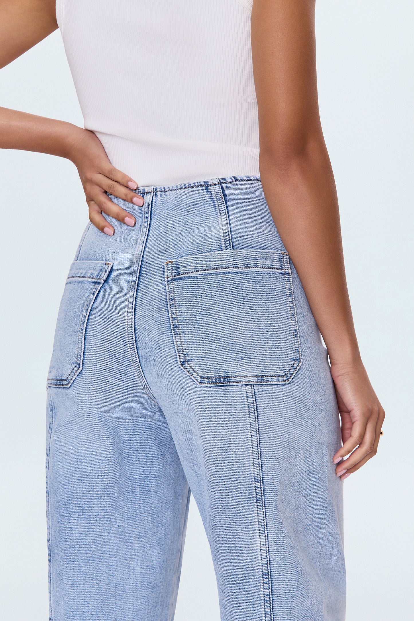 Blair High Rise Seamed Barrel Jean - Pristine