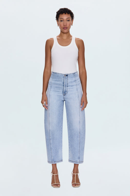 Blair High Rise Seamed Barrel Jean - Pristine