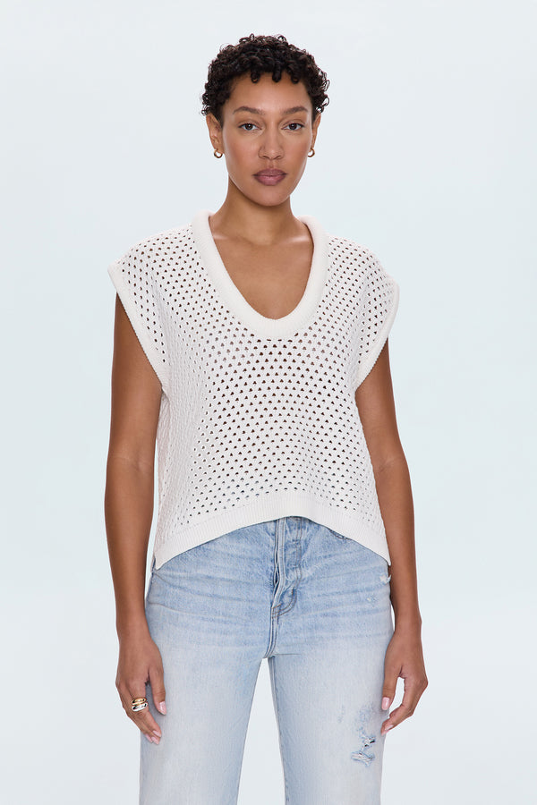 Beck Open Knit Cropped Sweater - Le Blanc