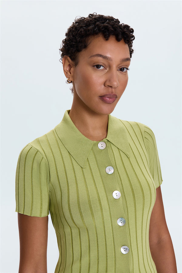 Dominique Ribbed Cardigan - Soft Lime