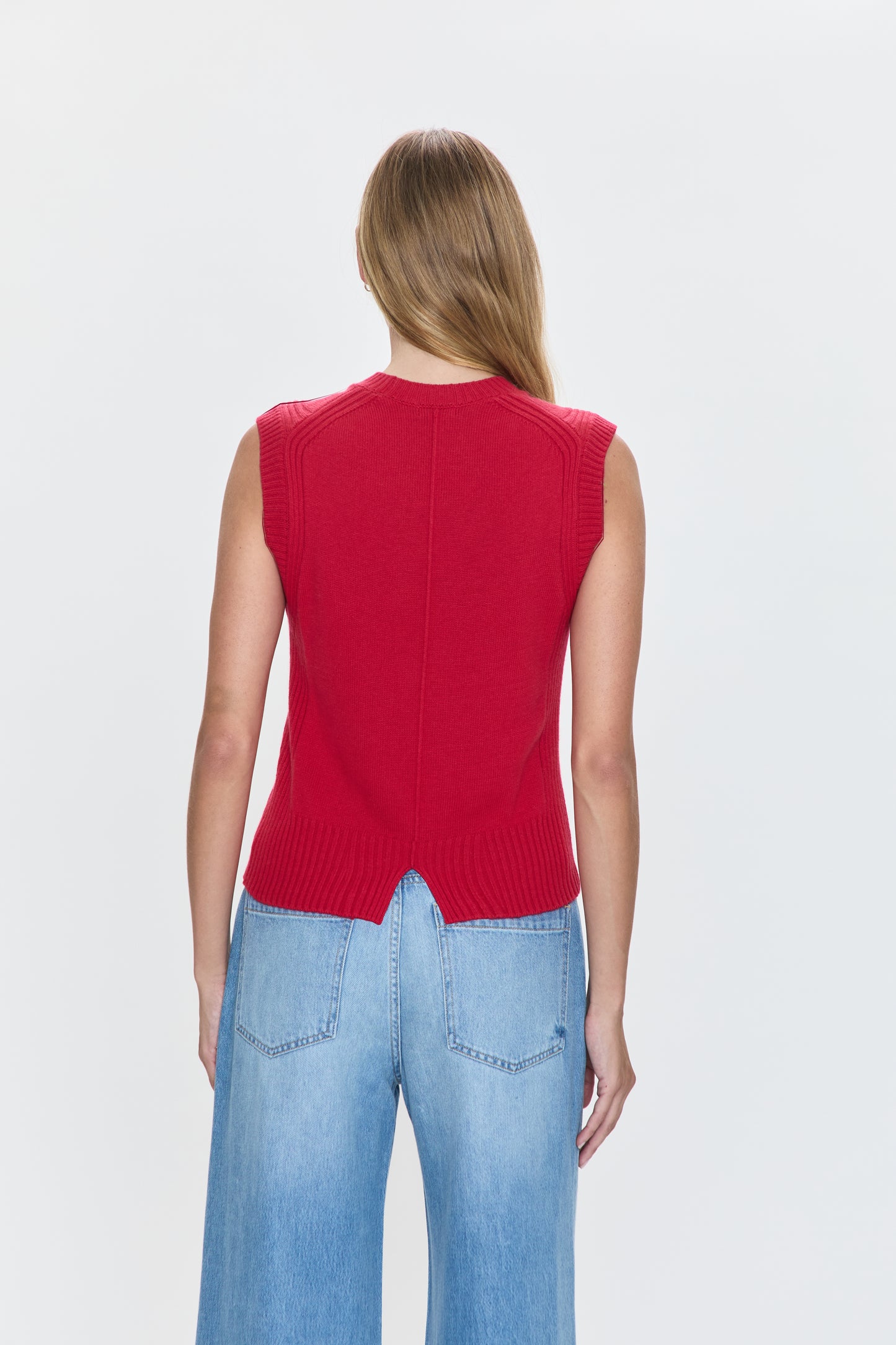 Leandra Sleeveless Crewneck Sweater - Ruby