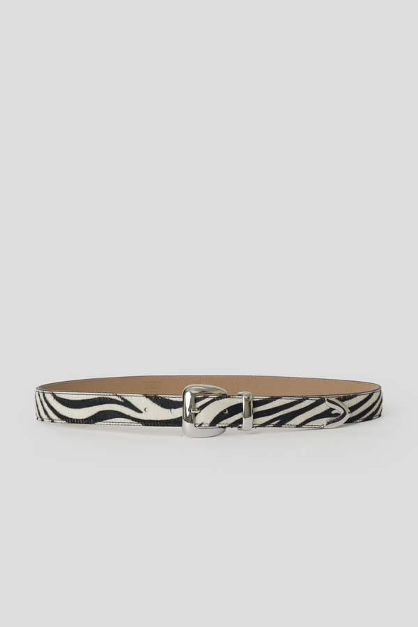 Esti Calf Hair Belt - Zebra Silver