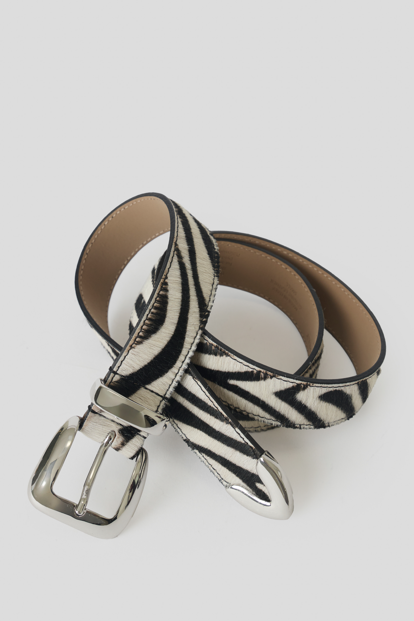 Esti Calf Hair Belt - Zebra Silver
