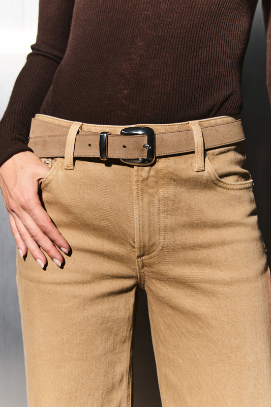 Esti Suede Belt - Peanut Silver