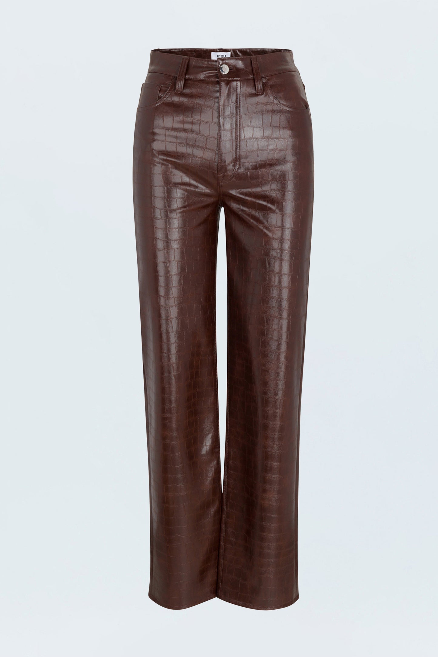 Cassie Super High Rise Straight Pant - Tobacco Croc