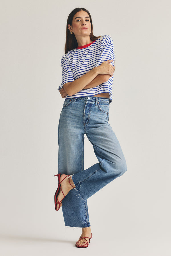 Tate Crop High Rise Bowed Wide Leg - Ablaze