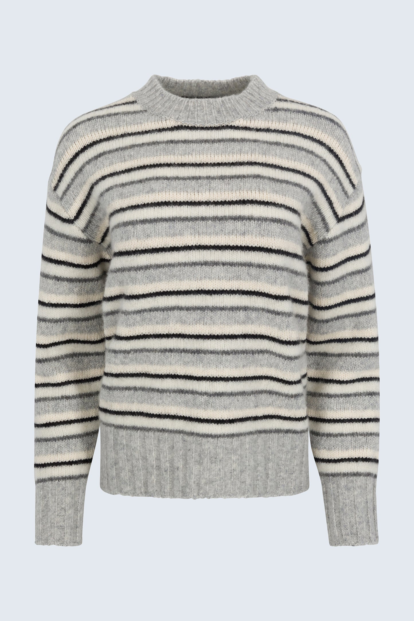 Hanna Oversized Variegated Stripe Sweater - Grey White Stripe