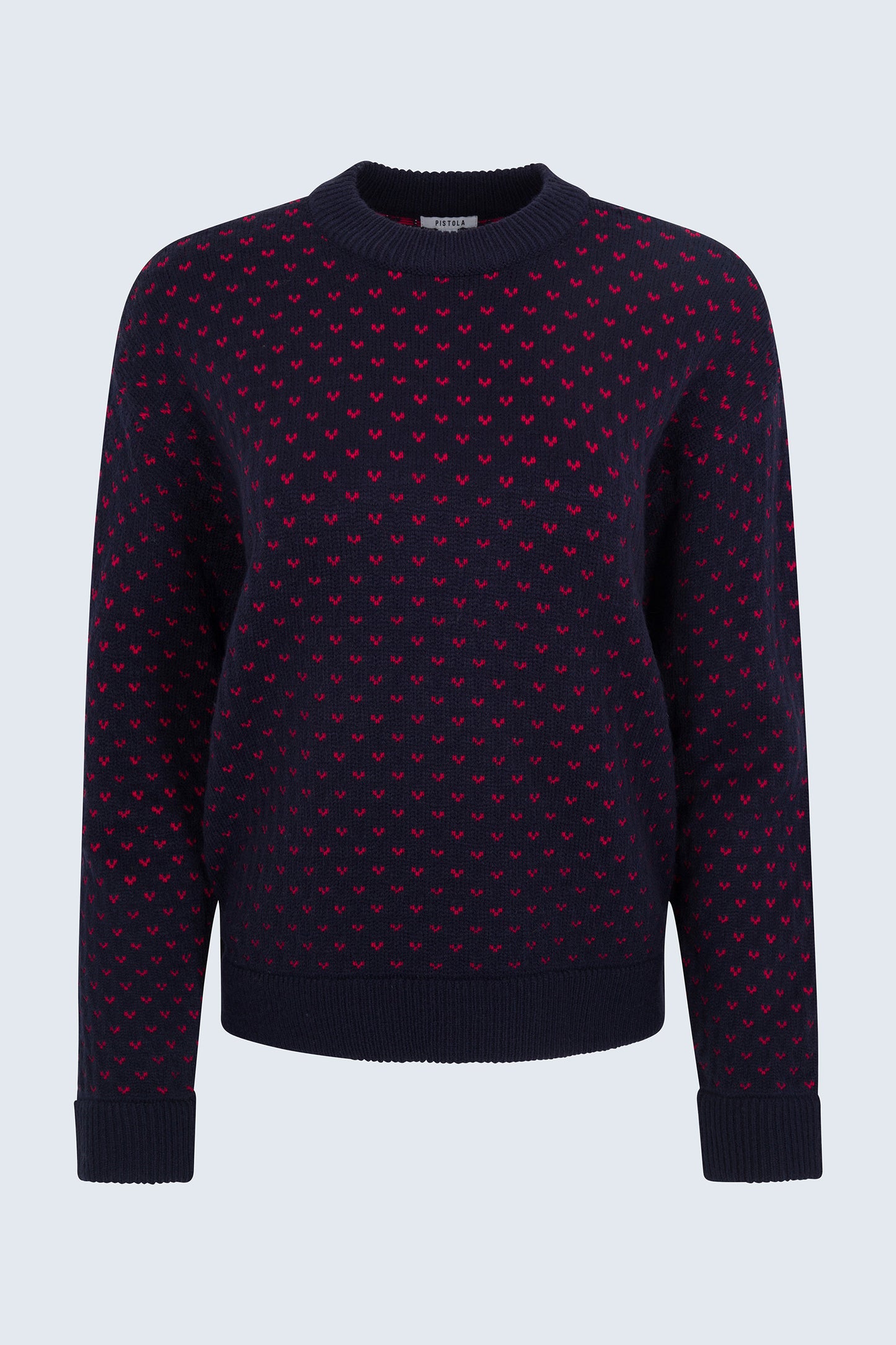 Hanna Oversized Sweater - Navy Red Hearts