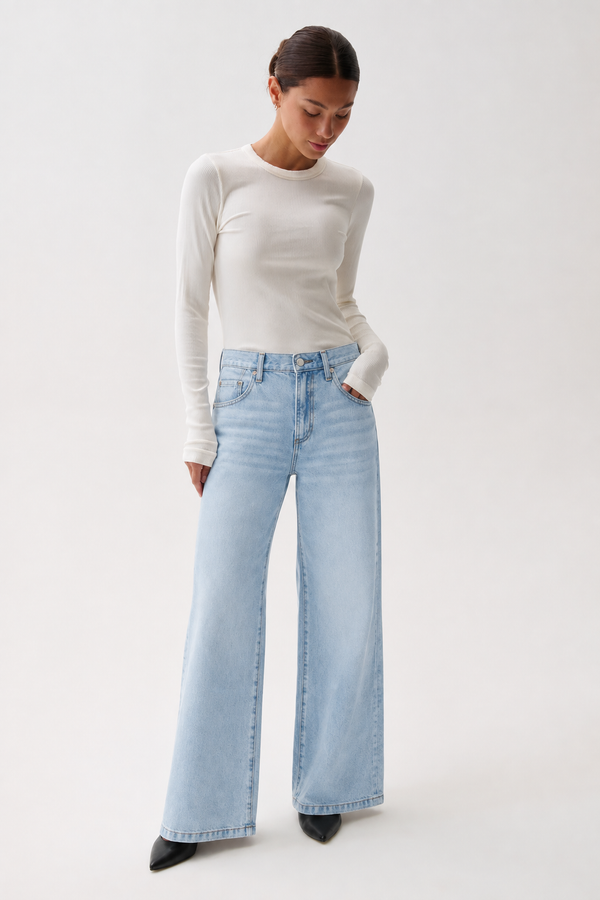 PETITE Jadyn Mid Rise Palazzo Jean - Chateau