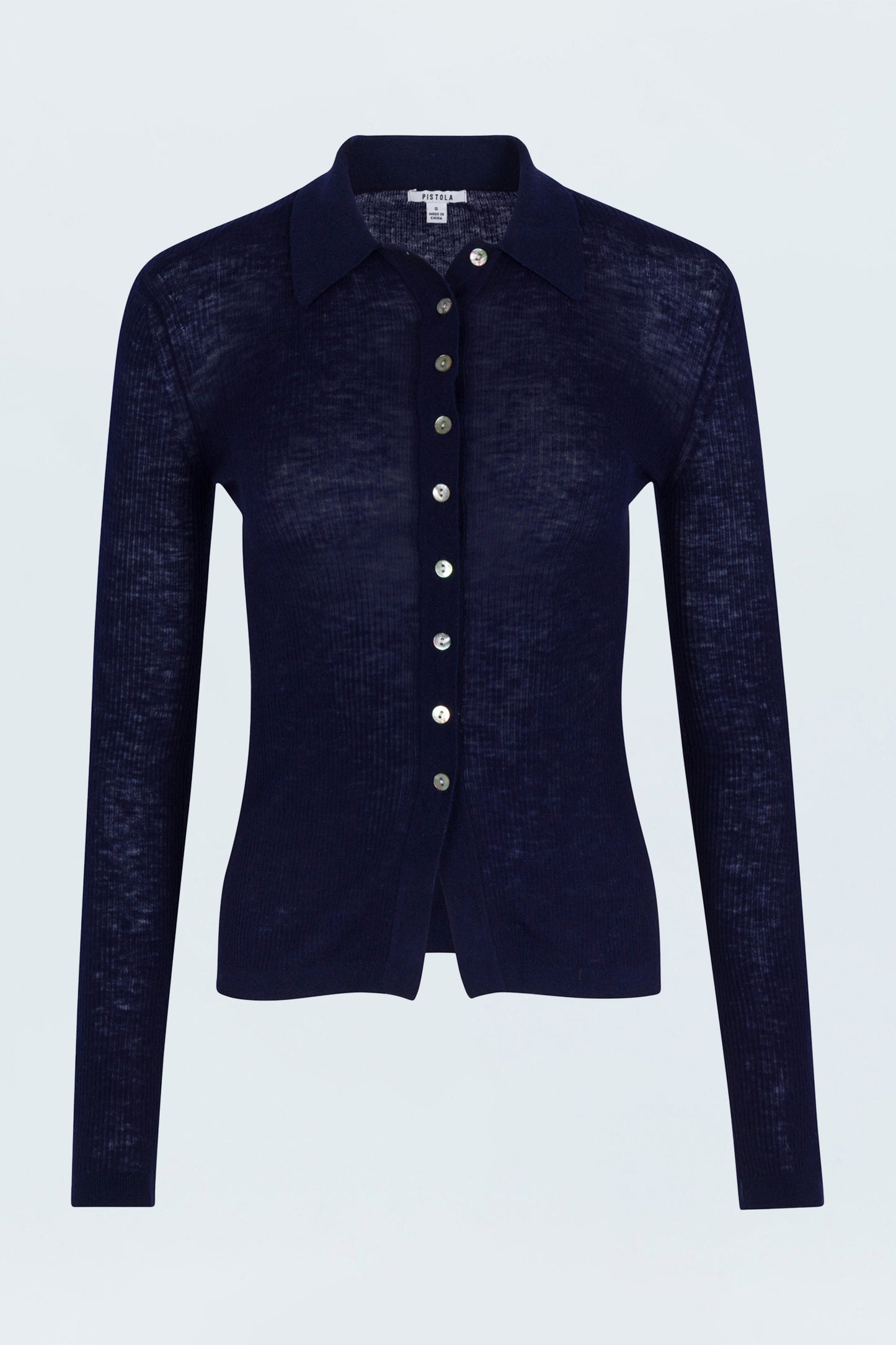 Korey Fitted Rib Cardigan - Navy