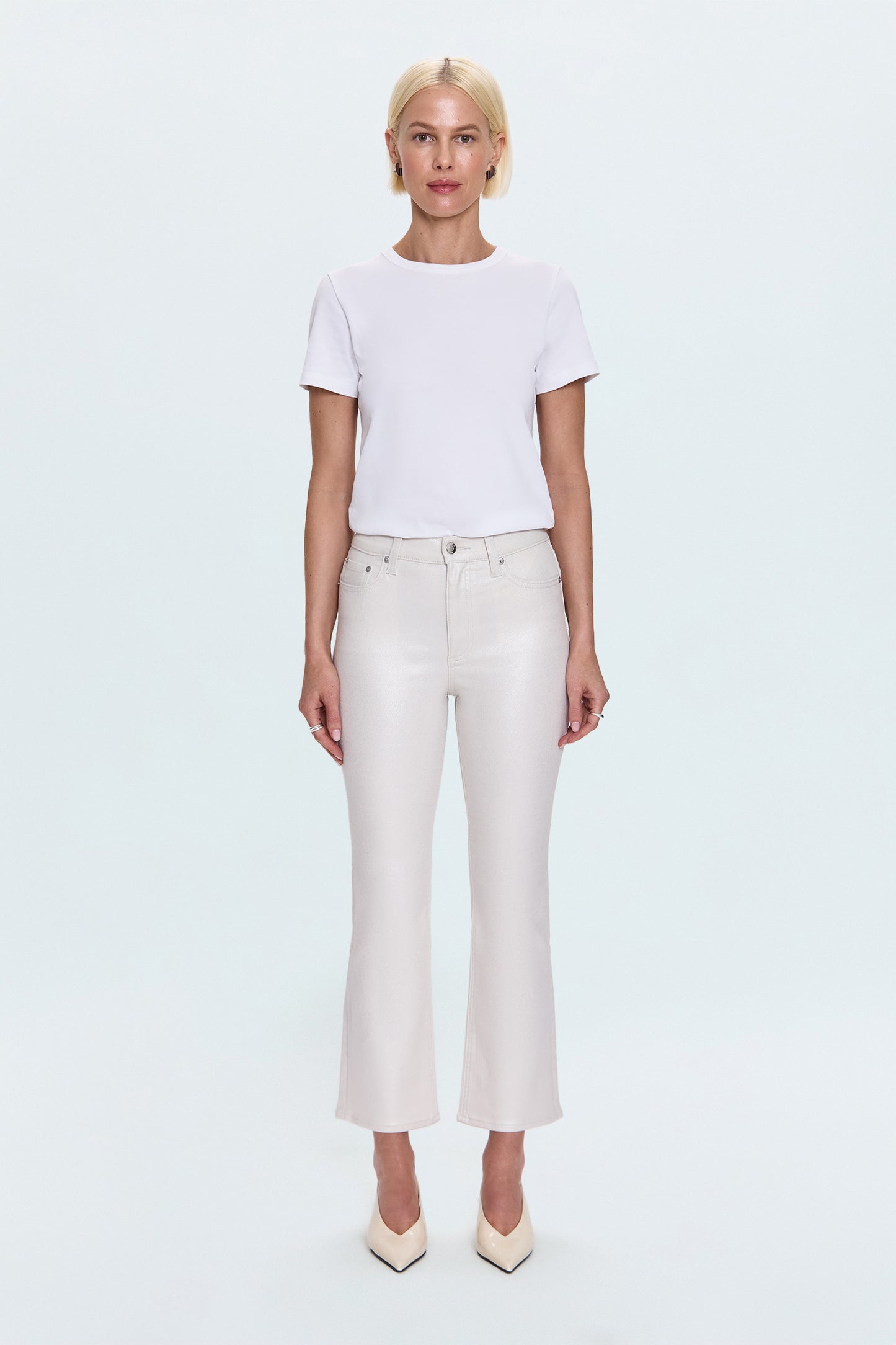 Lennon High Rise Crop Boot Pant - Ivory Luster