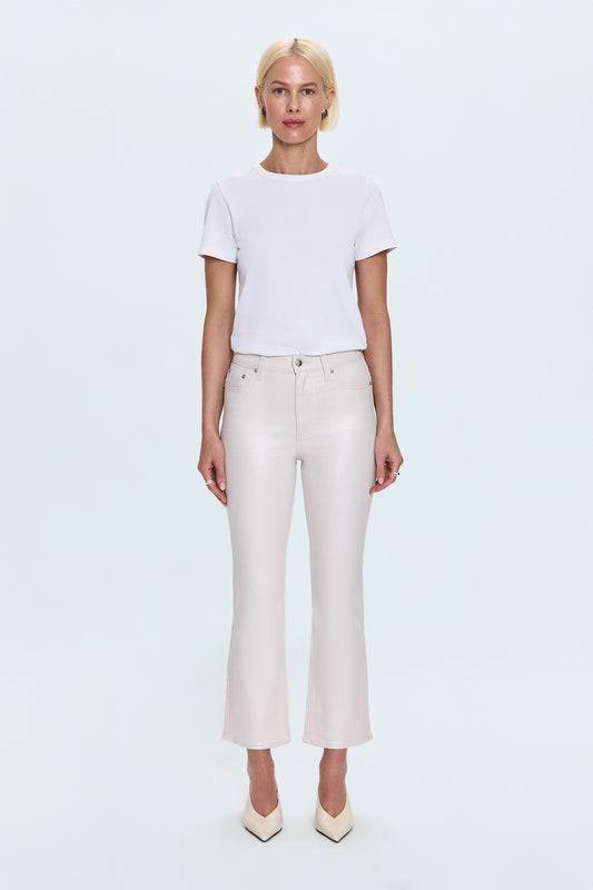 Lennon High Rise Crop Boot Pant - Ivory Luster