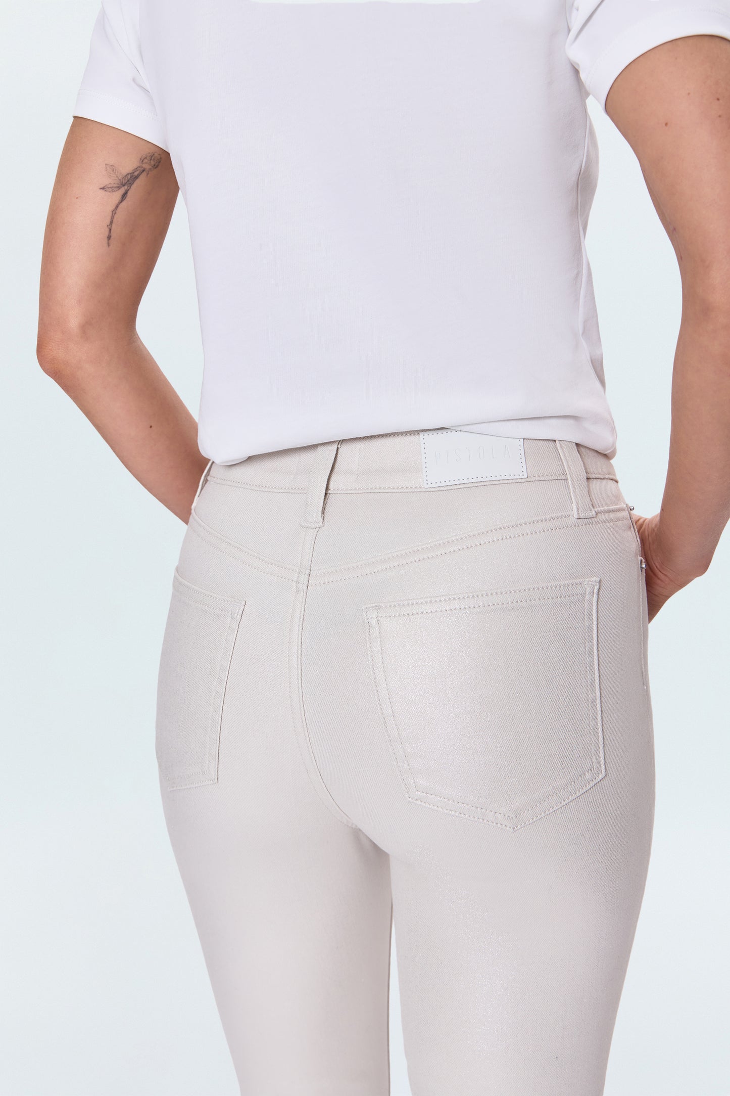 Lennon High Rise Crop Boot Pant - Ivory Luster