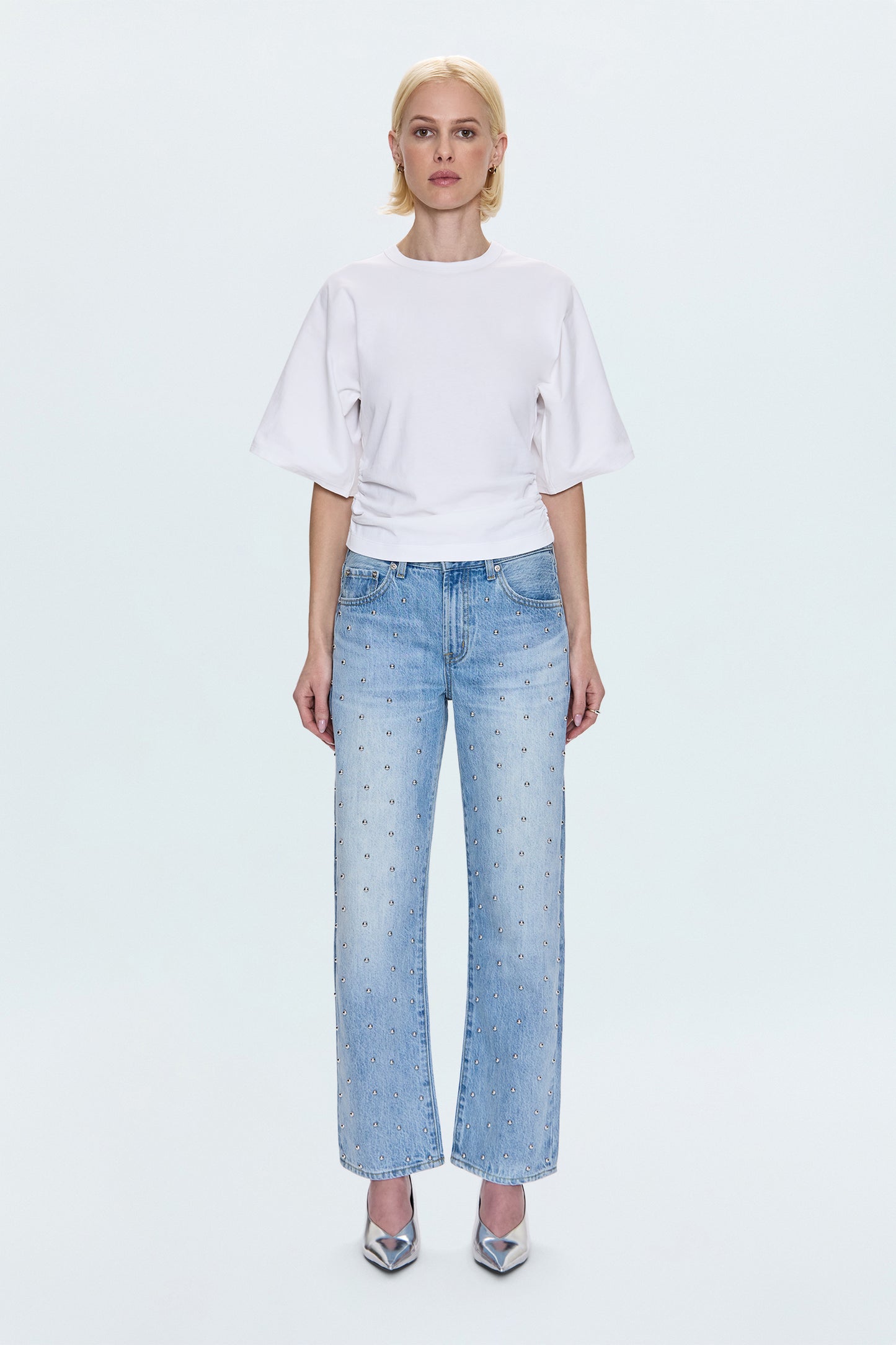 Lexi Mid Rise Bowed Straight Jean - Aries