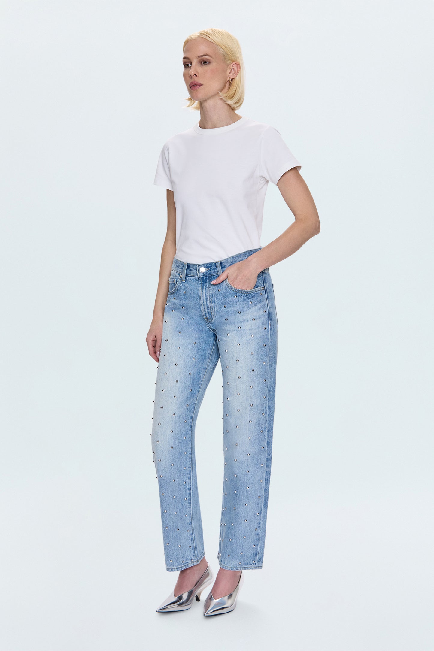 Lexi Mid Rise Bowed Straight Jean - Aries