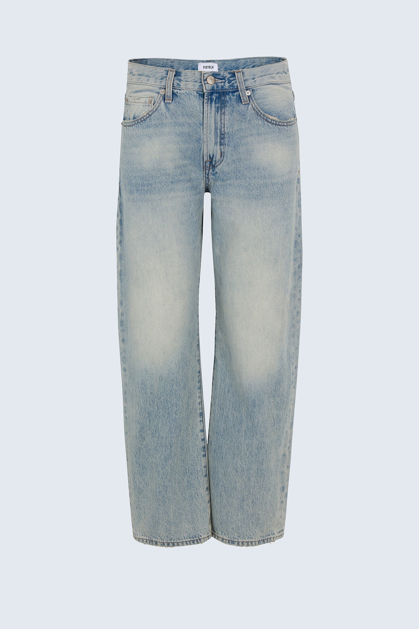 Pistola PETITE Lexi Mid Rise Bowed Straight Jean - Bowie mid rise straight cropped faded wash jeans
