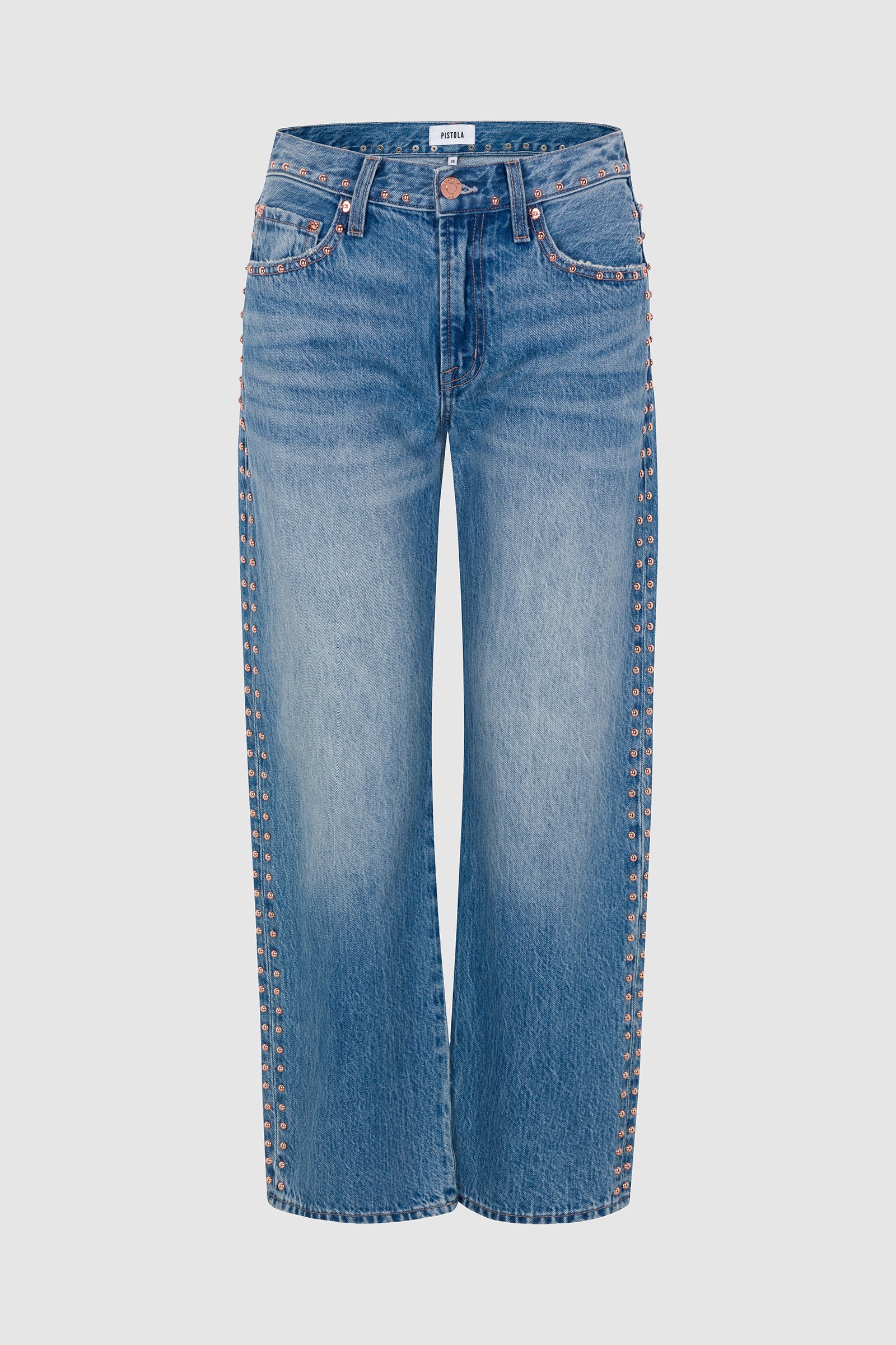 PETITE Lexi Mid Rise Bowed Straight - Star Studded