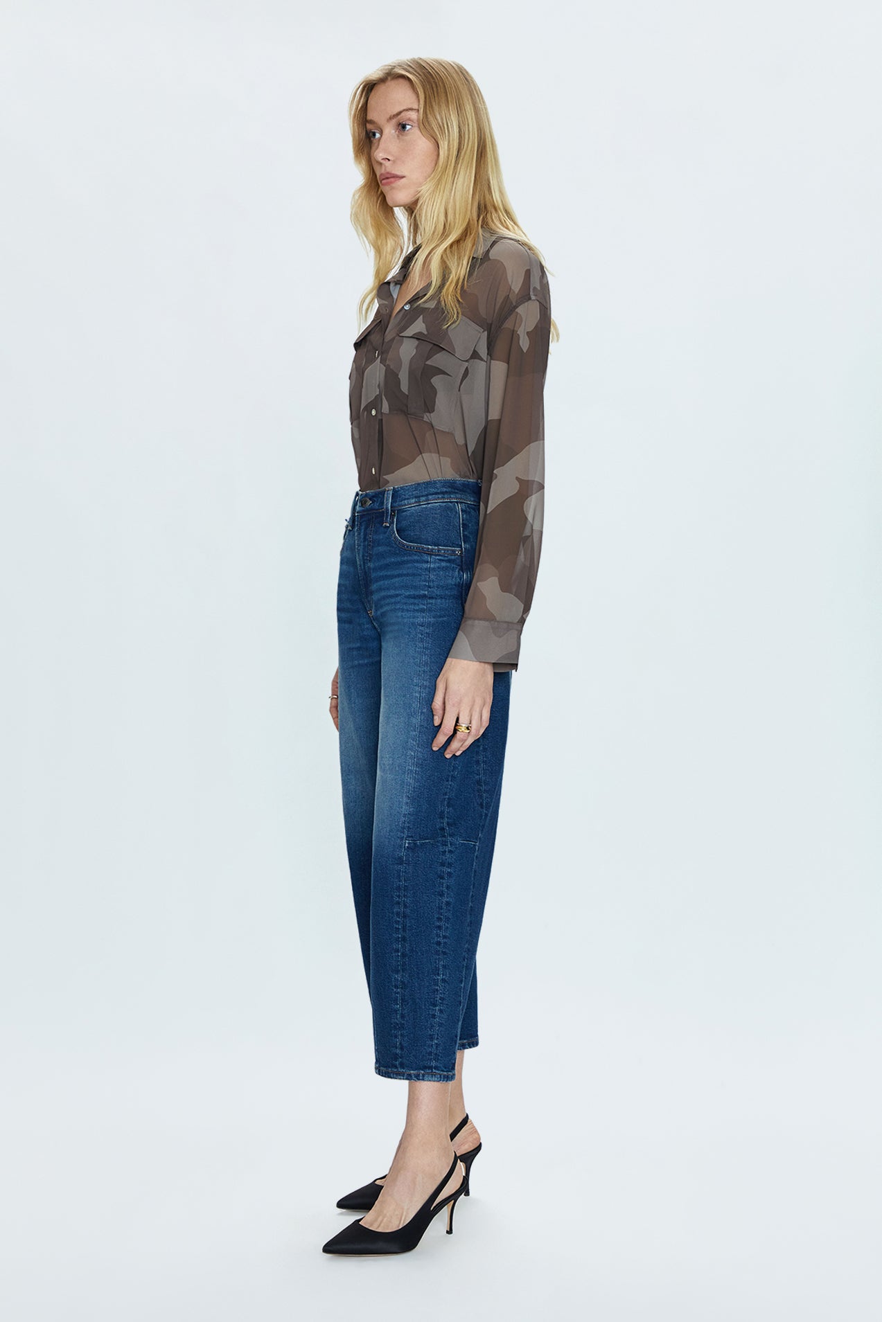 PETITE Eli High Rise Barrel Jean - Mixer