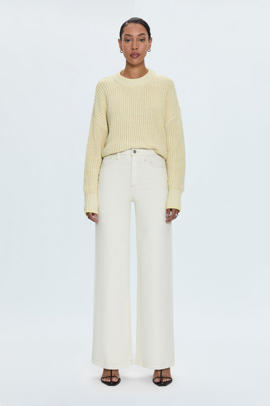 Lana High Rise Ultra Wide Jean - Ecru