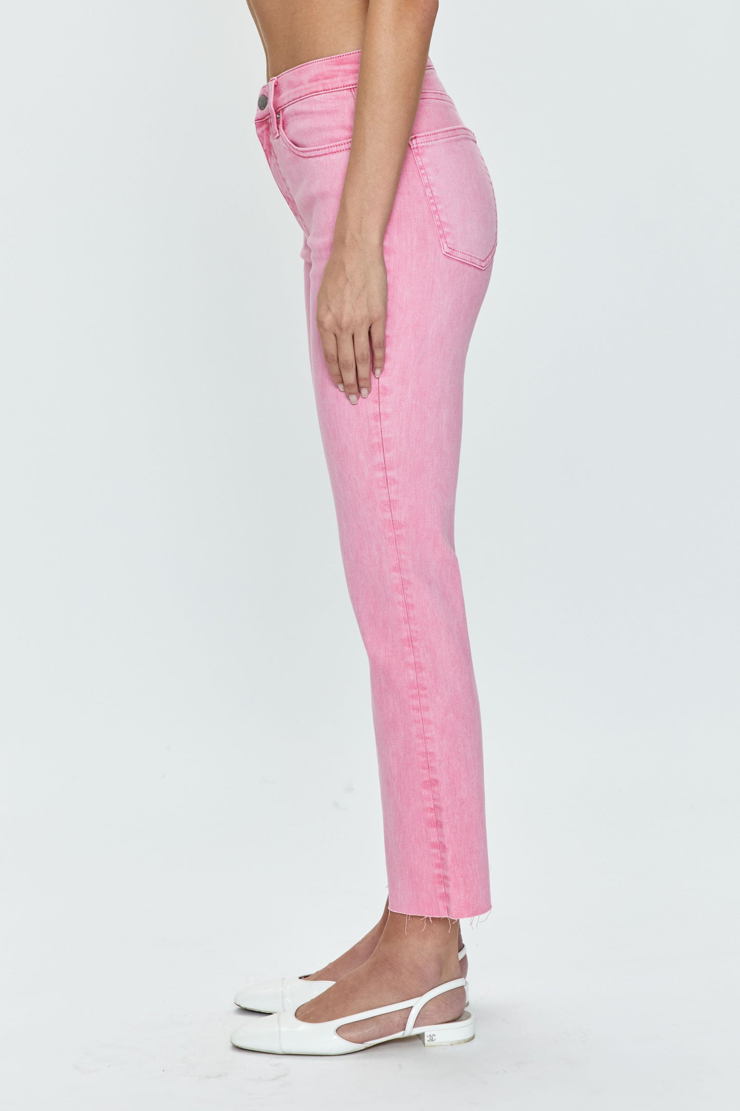 Lennon High Rise Crop Boot Jean - Carnation Pink Snow