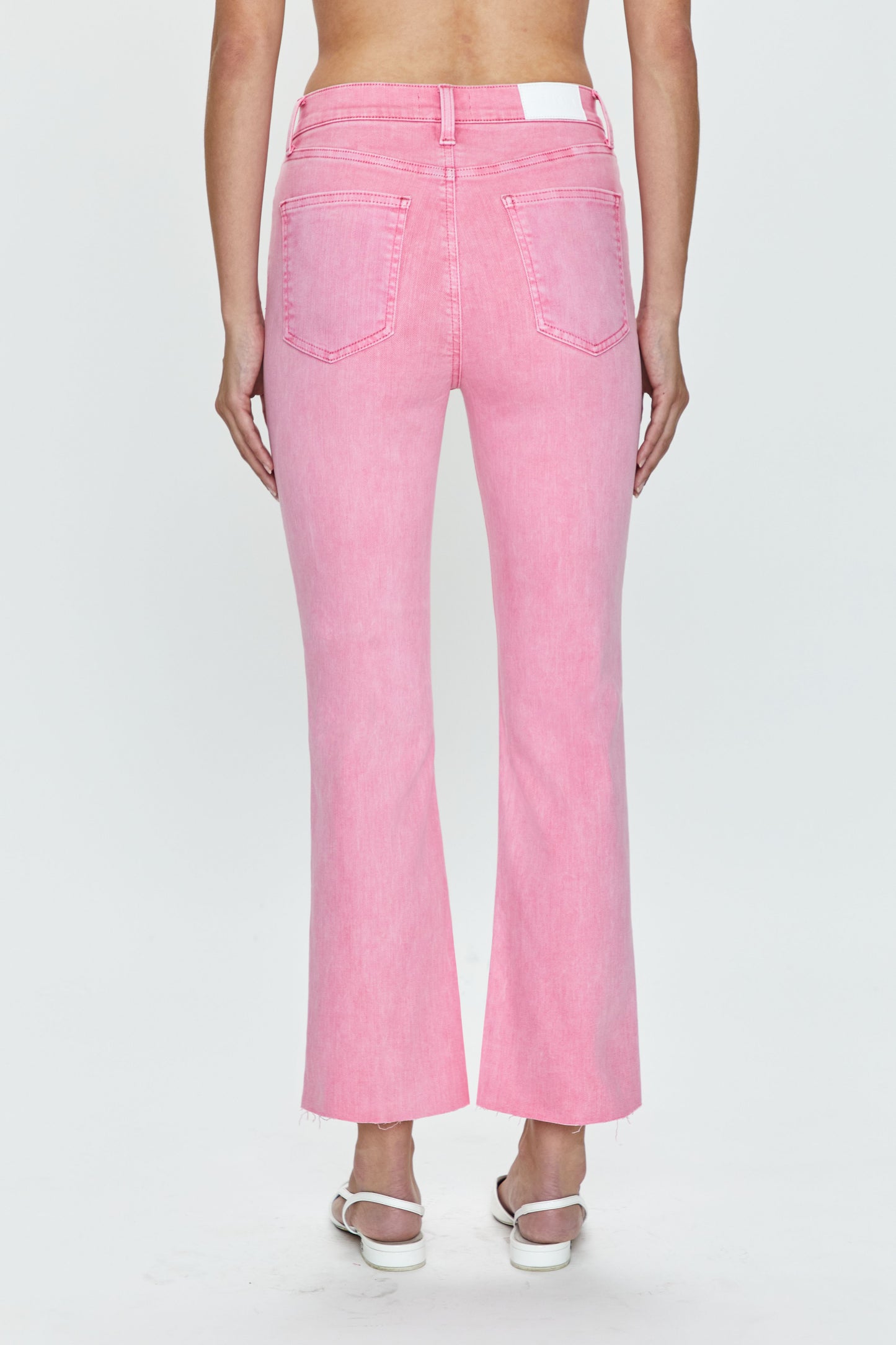 Lennon High Rise Crop Boot Jean - Carnation Pink Snow
