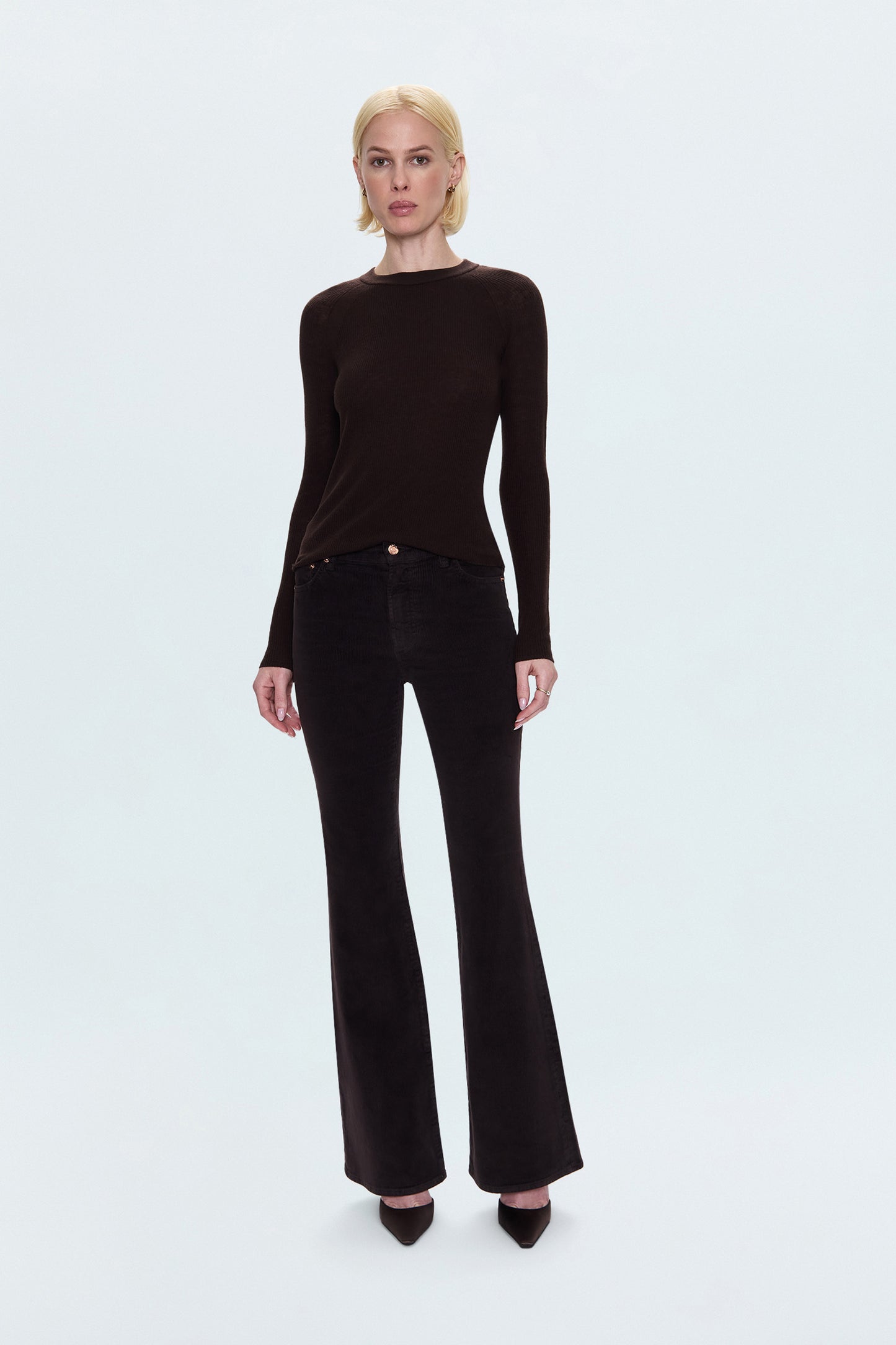 Kinsley Mid Rise Ultra Flare Pant - Mocha