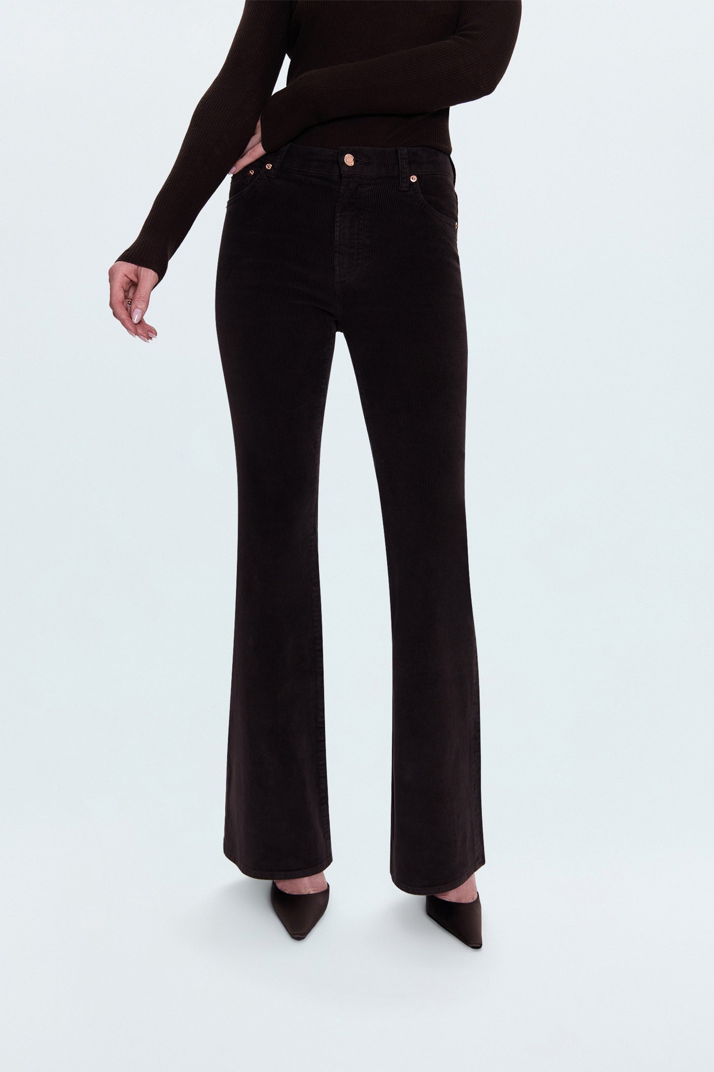 Kinsley Mid Rise Ultra Flare Pant - Mocha
