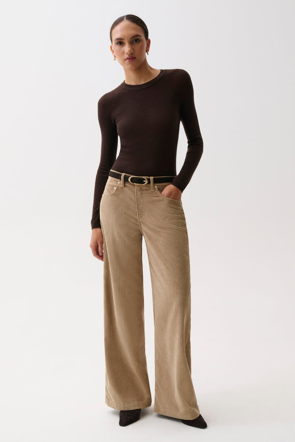 Jadyn Mid Rise Palazzo Jean - Camel