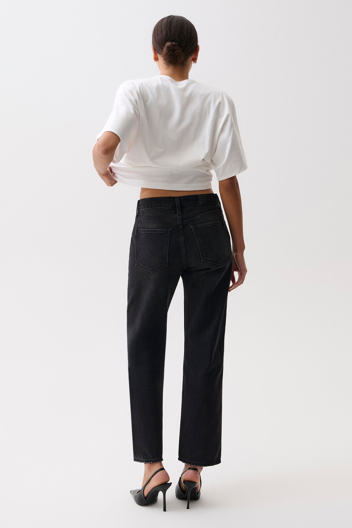 PETITE Lexi Mid Rise Bowed Straight - Black Night