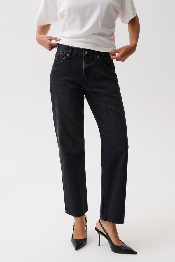 PETITE Lexi Mid Rise Bowed Straight - Black Night