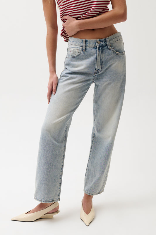Lexi Mid Rise Bowed Straight Jean - Bowie