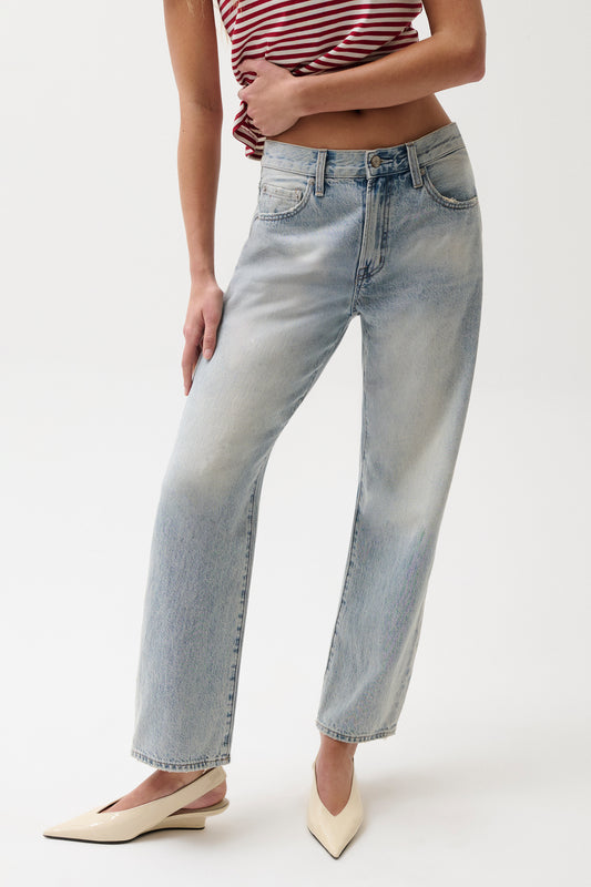 Pistola PETITE Lexi Mid Rise Bowed Straight Jean - Bowie mid rise straight jeans