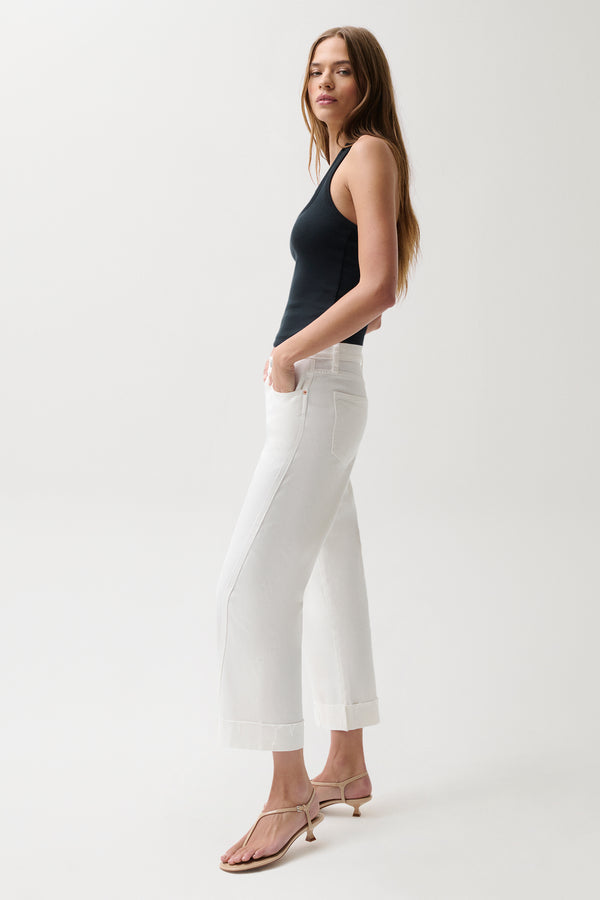 Kacey Mid Rise Cuffed Boyfriend - Optic White