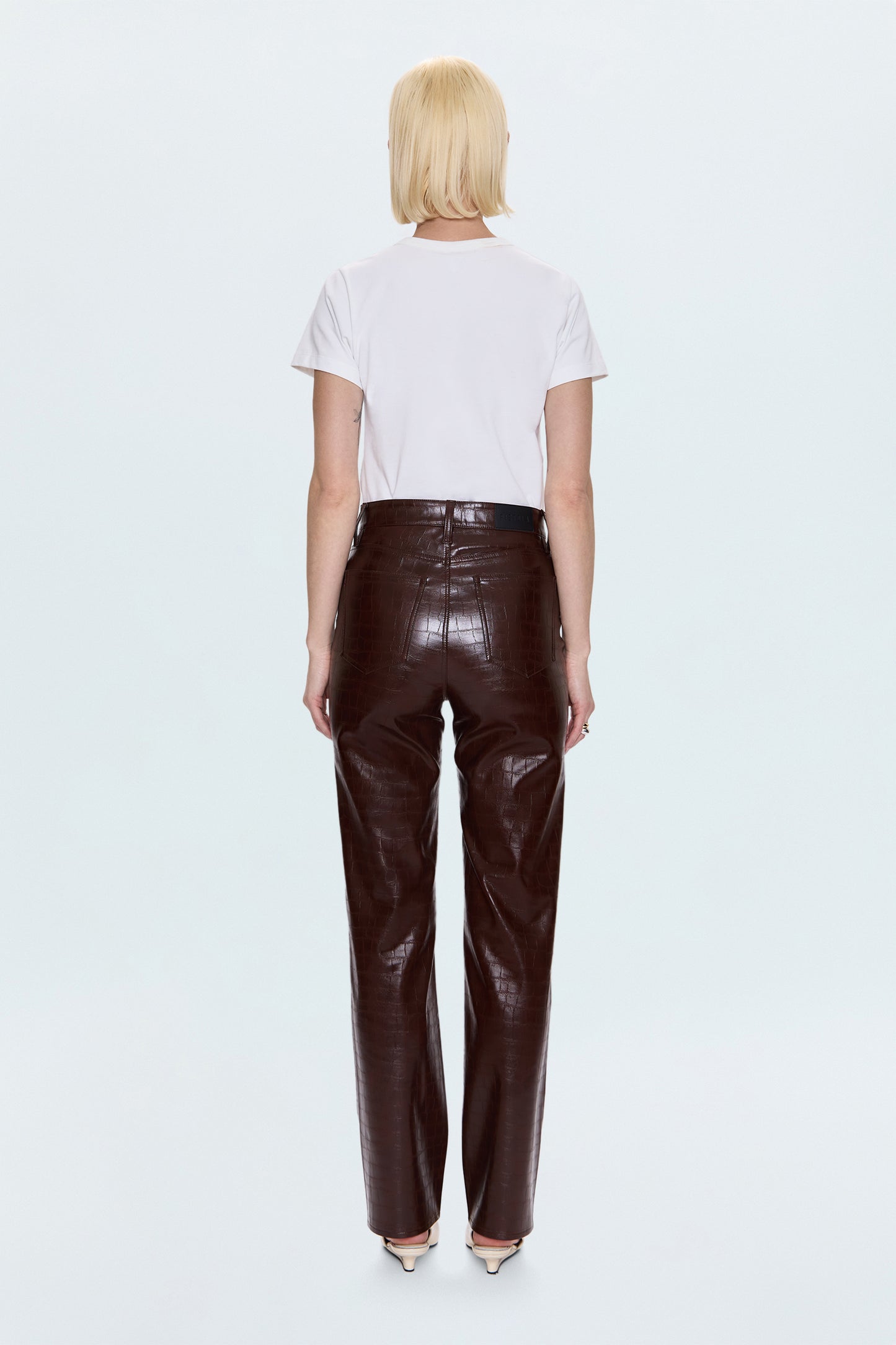 Cassie Super High Rise Straight Pant - Tobacco Croc