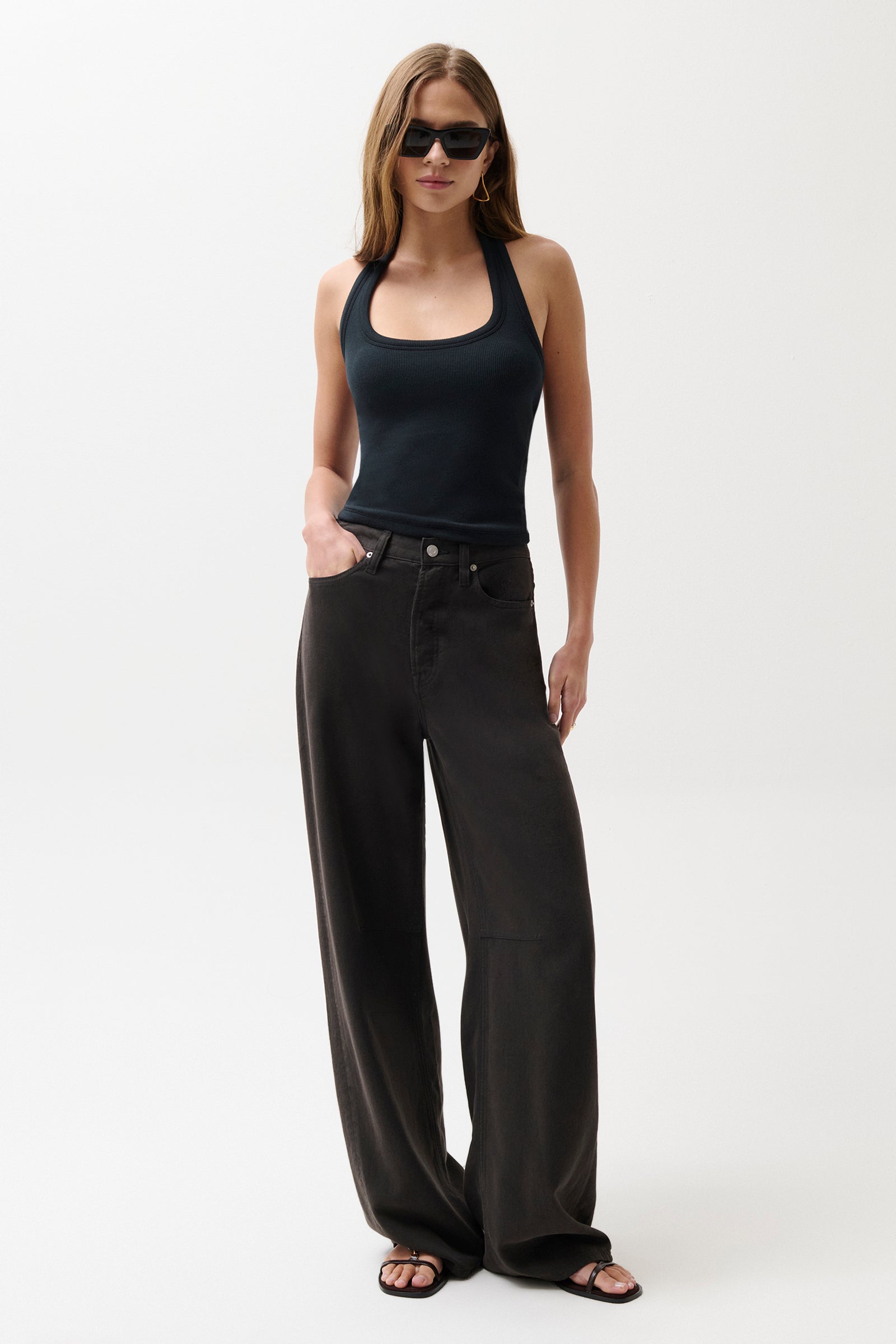 Sydney High Rise Linen Bowed Wide - Bristol Black – Pistola Denim