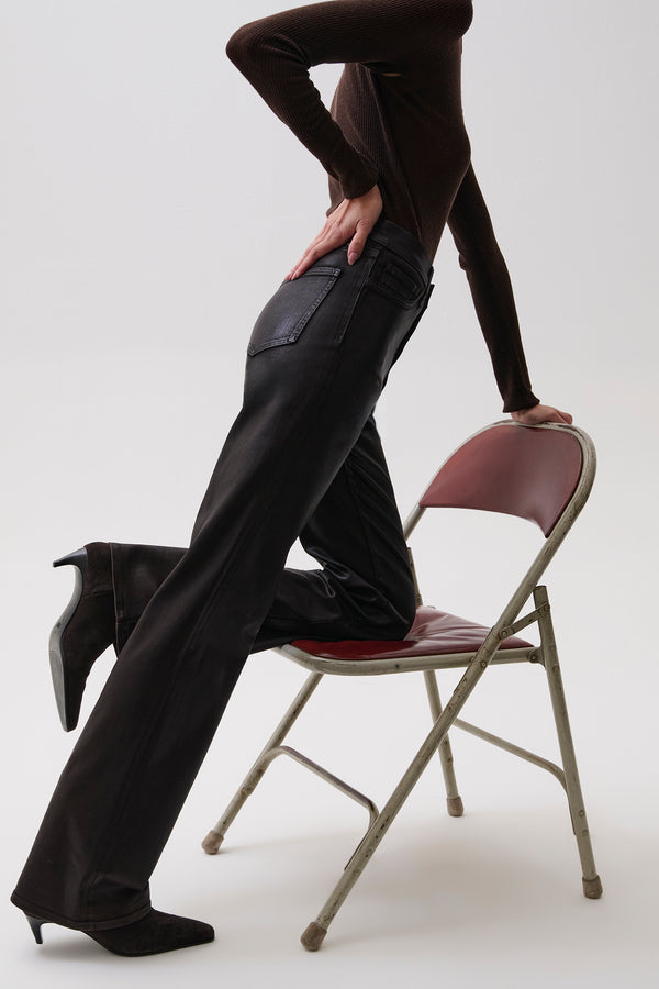 Evie High Rise Slim Boot - Coated Mocha