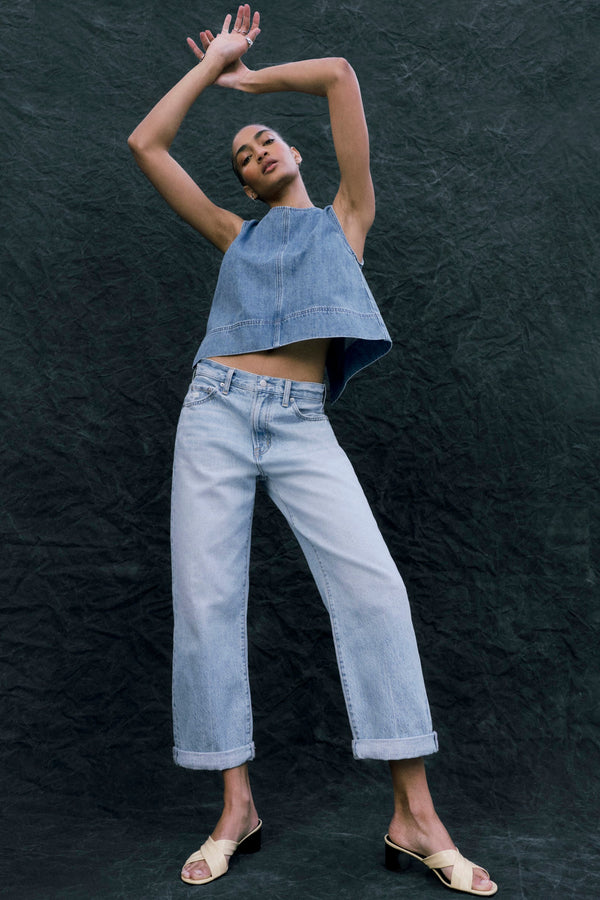 Donny Rolled Hem Boyfriend Jean - Old Blues