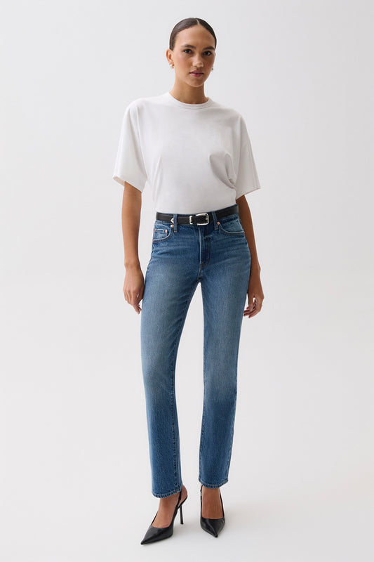 PETITE Aleks Mid Rise Straight - Sea Salt
