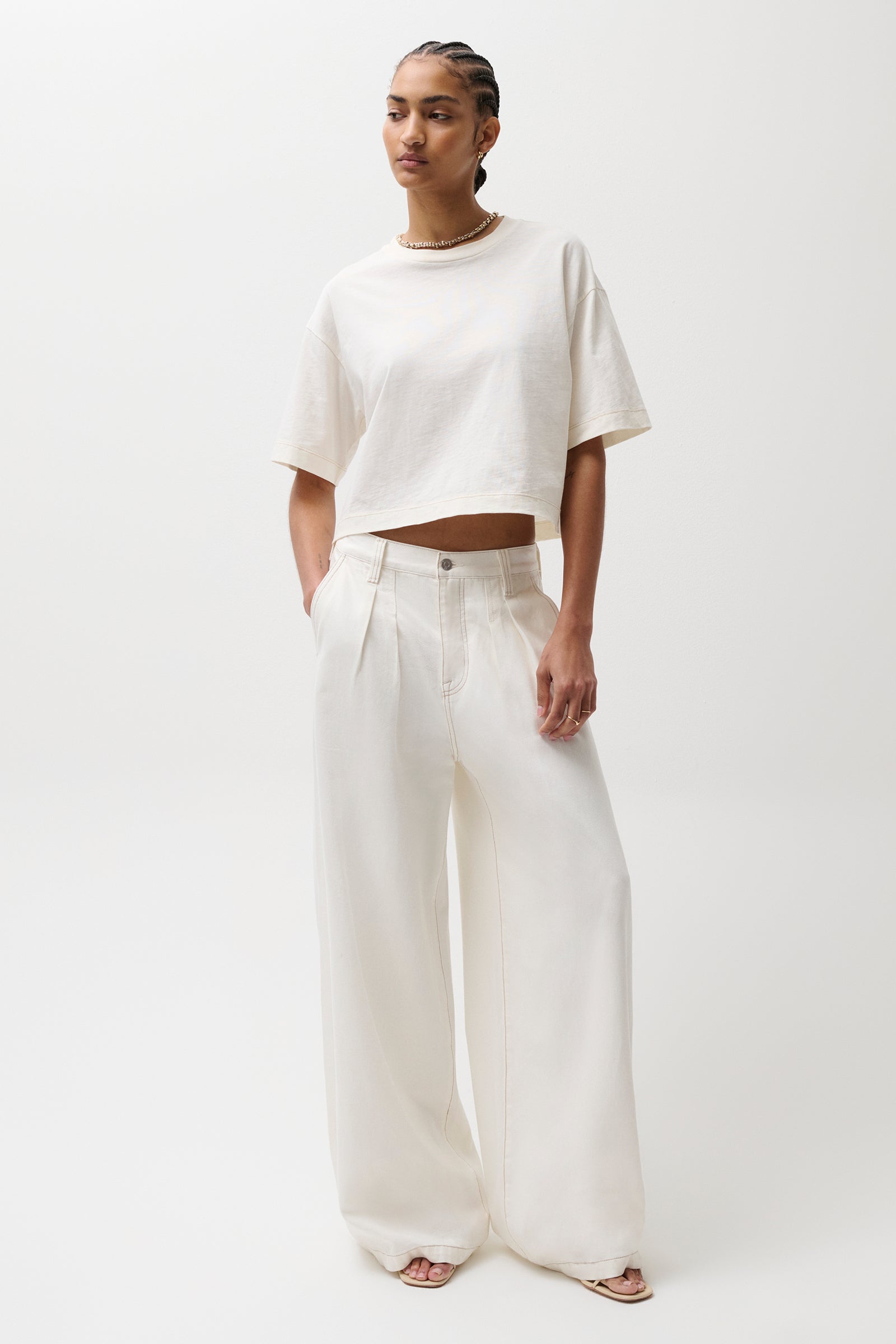 Salsation Polso Pants Dirty White Sサイズ Delphine Pleated Wide - Off White – Pistola Denim