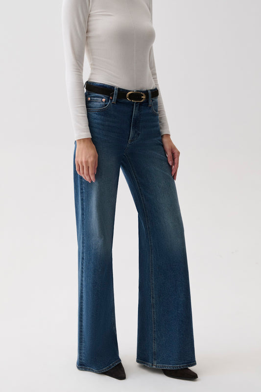 Vivian Mid Rise Wide Leg - Blue Depths