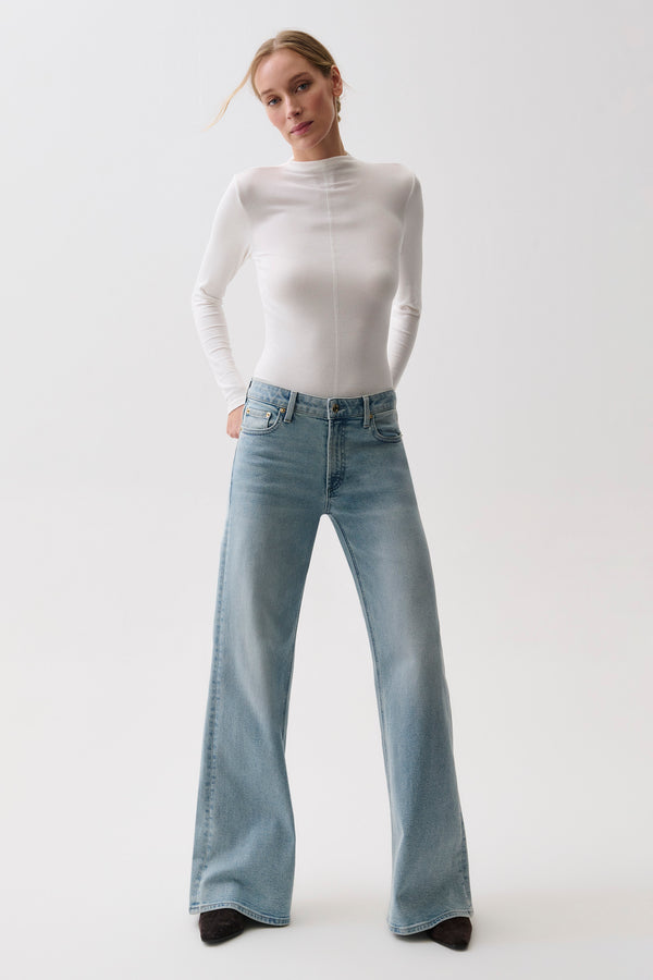 Vivian Mid Rise Wide Leg - Sea Haze