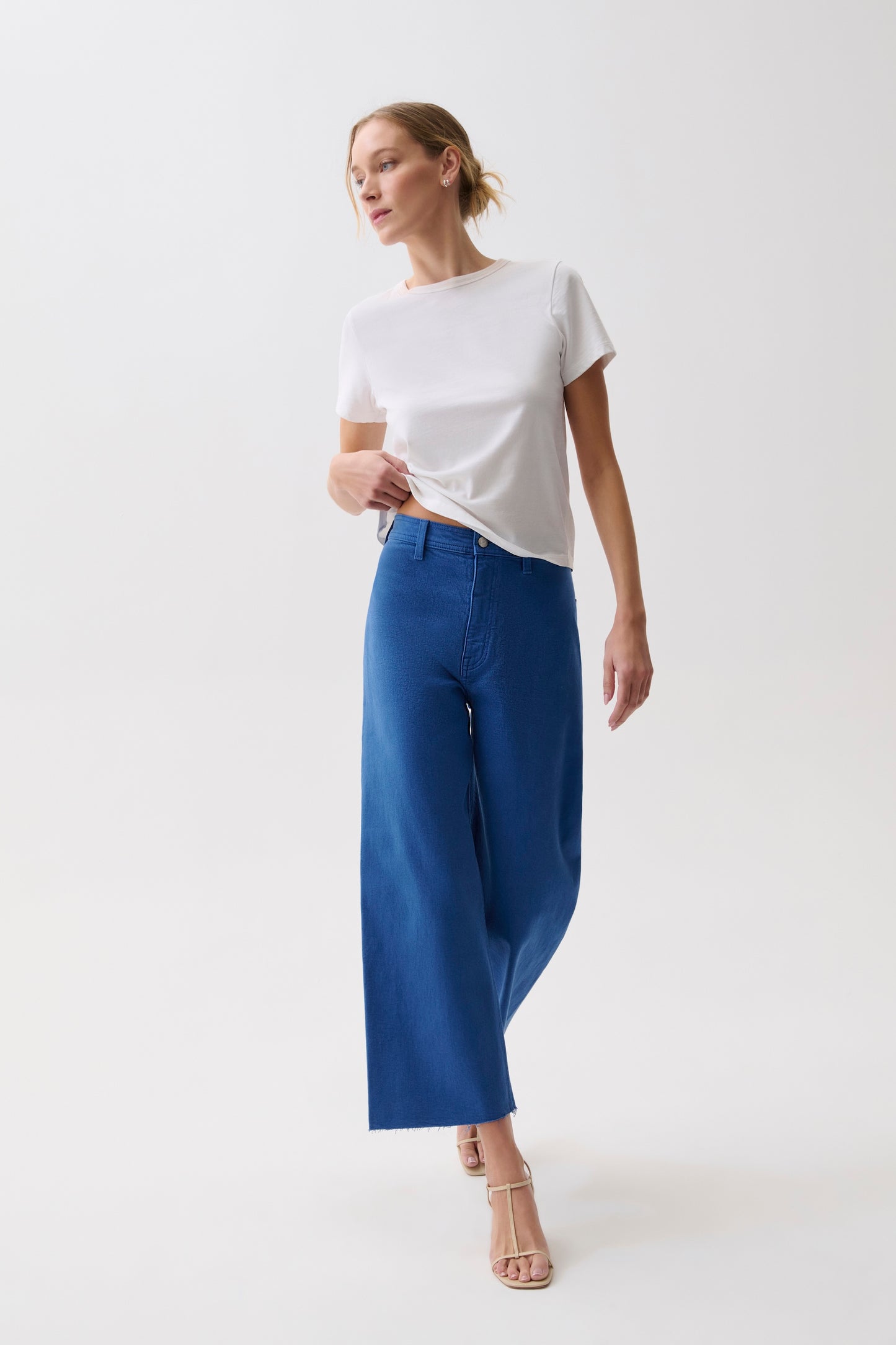 Penny Crop High Rise Wide Leg Jean - Ciel